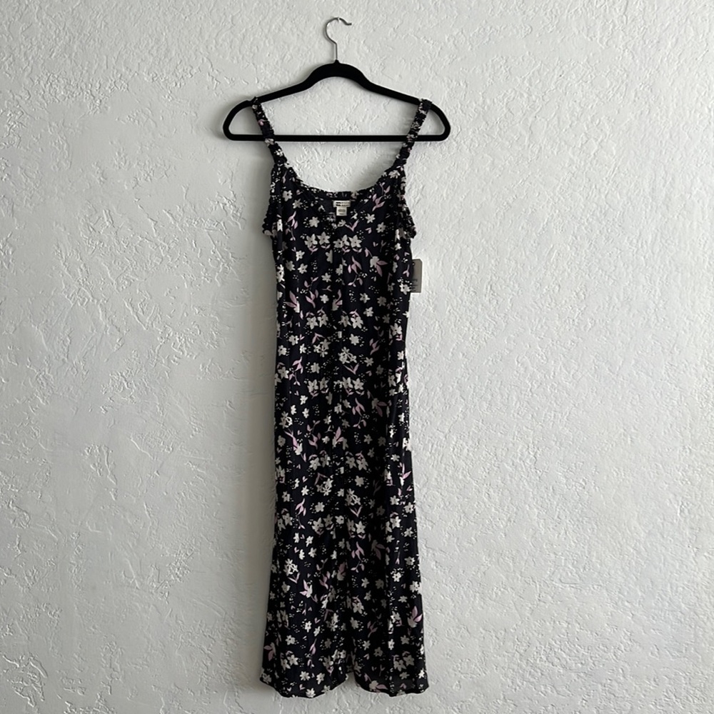 NWT Billabong Sweet Edges Women’s Dress, M, Ink, purple, flower, buttons